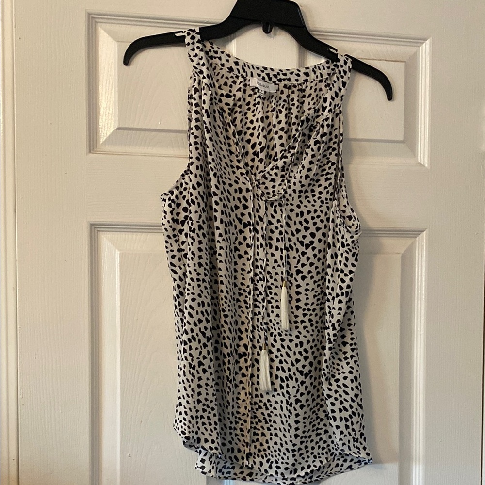 Rose & Olive Black and White Patterned Tank Top